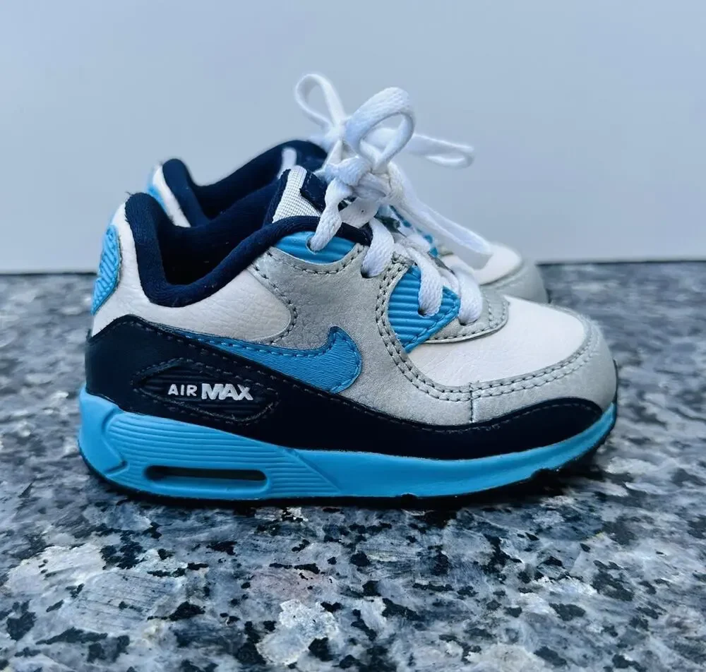 Nike Air Max 90 Infant Toddler Shoes Blue/White 408110-155 Size 5C